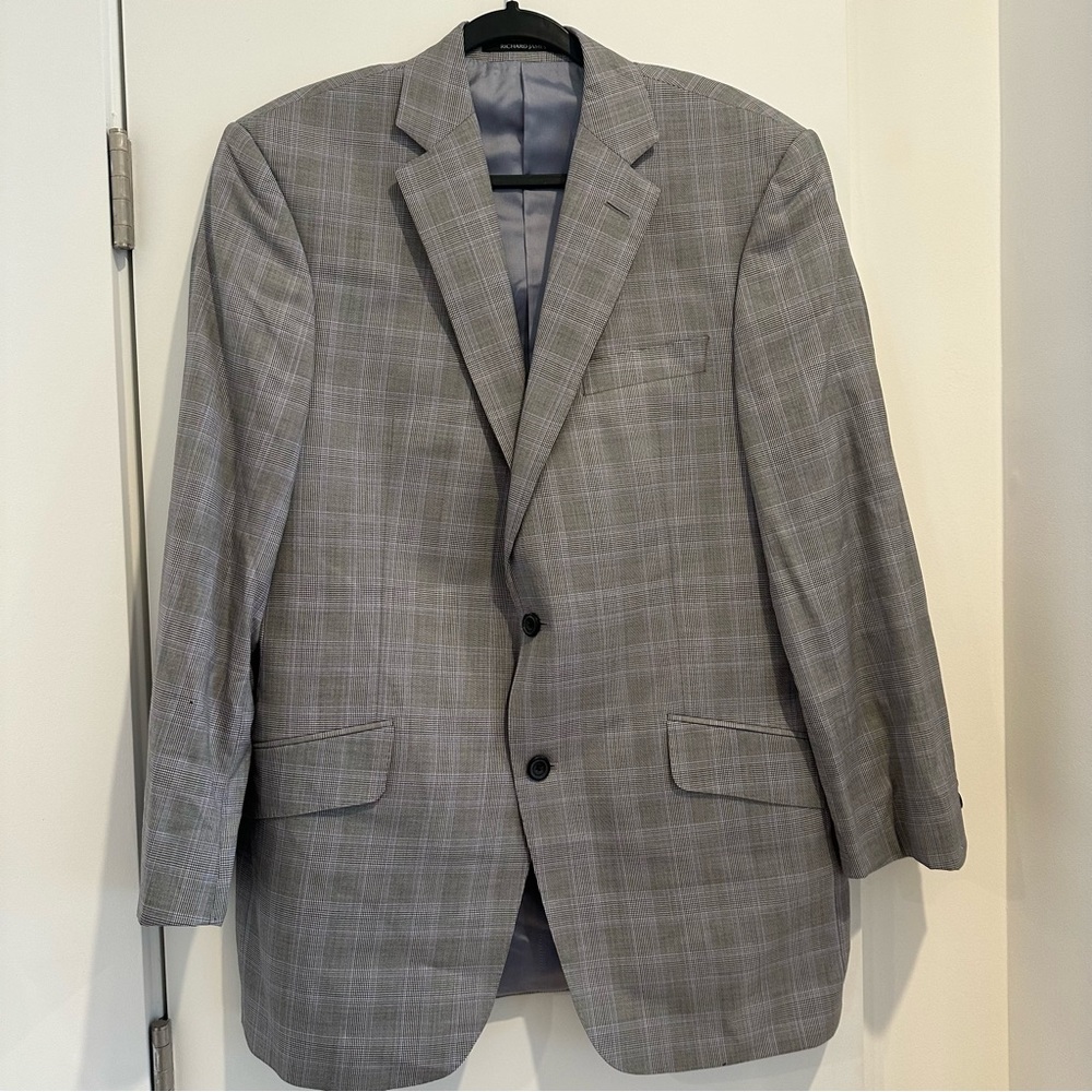 RICHARD JAMES SAVILE ROW 2 BUTTON SUIT GREY PLAID Sz 42R JKT Sz 36R Pants GREAT